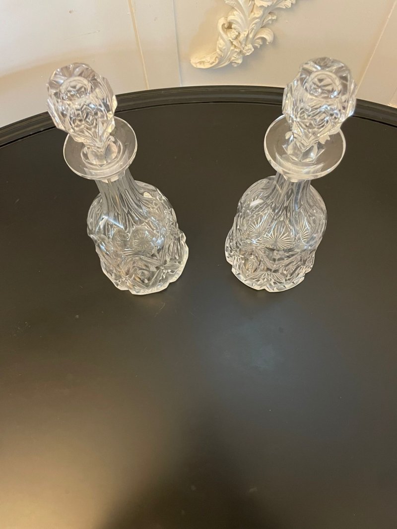 Quality Pair Of Antique Victorian Cut Glass Decanters - Image 3